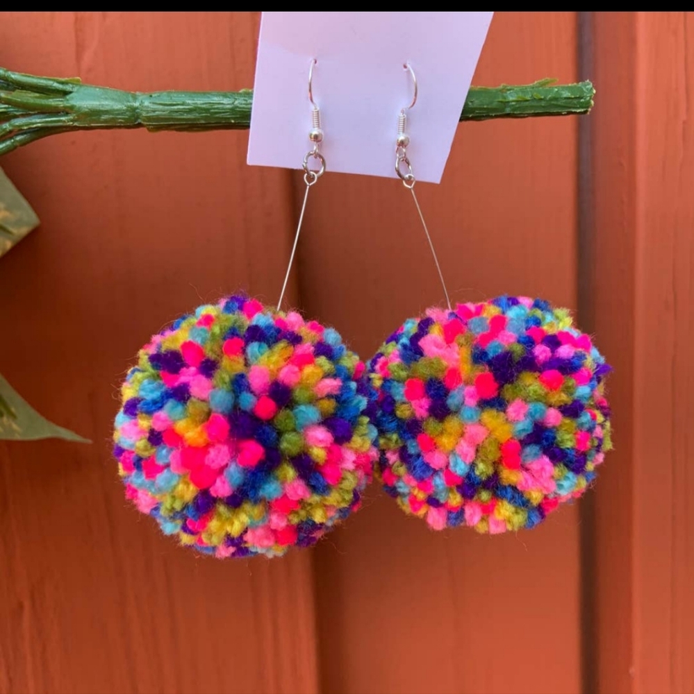 Multi-color puff earring
